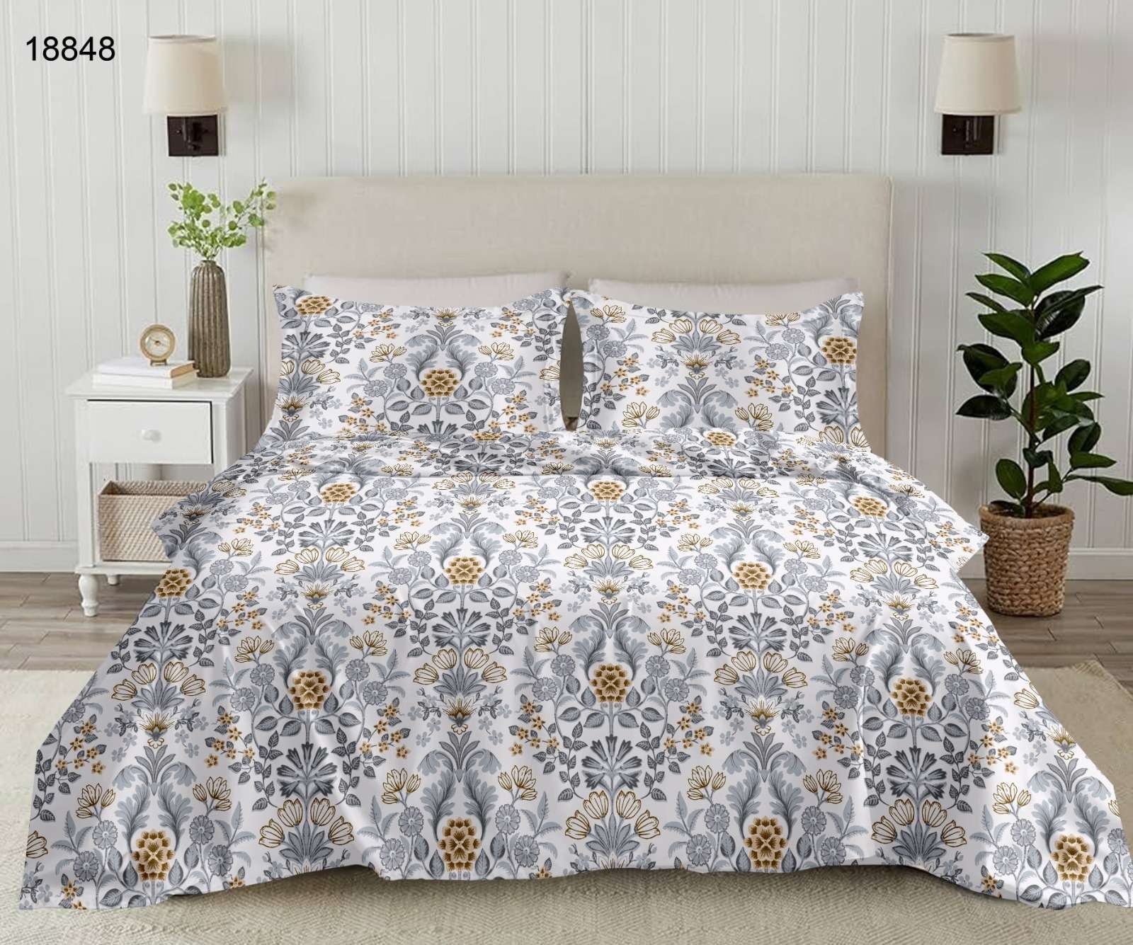 108x108 King Size Bed Sheet with 2 Pillow Covers