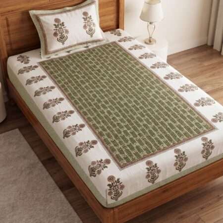 Jaipuri Single Bedsheet 60×90 Inches | 1 Pillow Cover