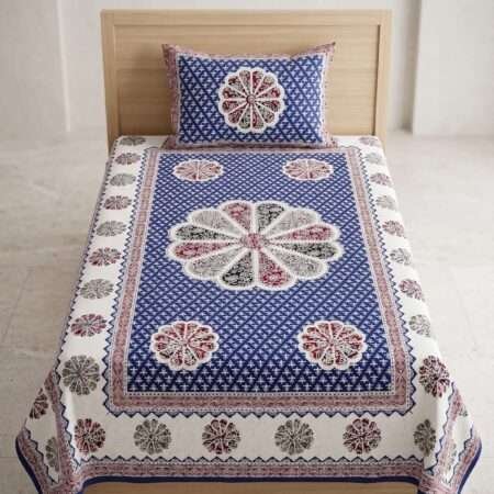 60″x90″ Single Bed Cotton Bedsheet with1 Pillow Cover