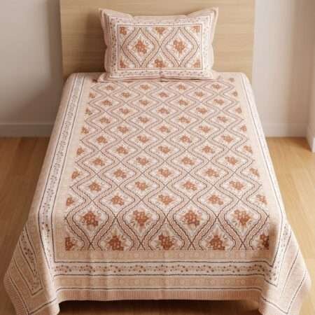 Single Bed Cotton Bedsheet with Pillow Cover