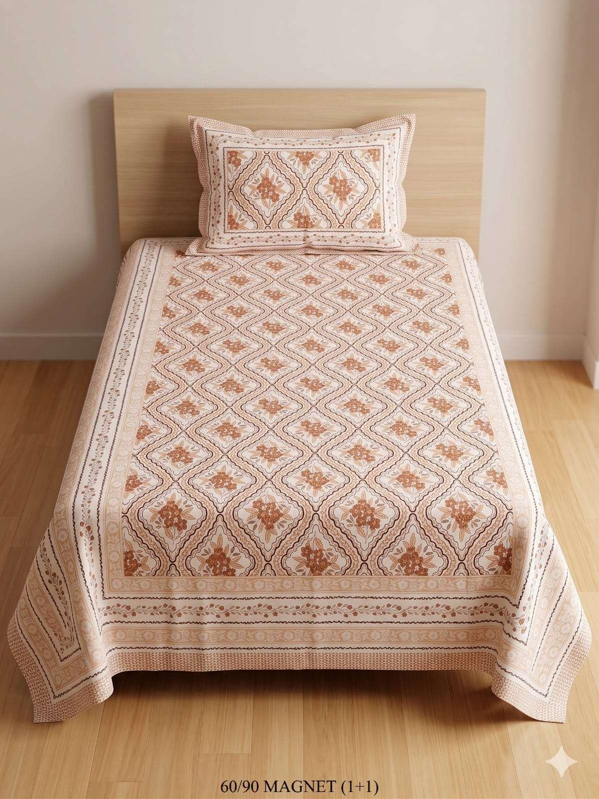 Single Bed Cotton Bedsheet with Pillow Cover