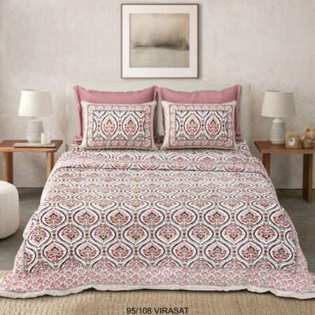 90×108 Queen Size Pure Cotton Bedsheet | 2 Pillow Covers