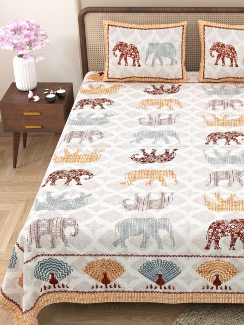 Elephant Print 90x108" Double Bed Sheet + 2 Pillow Covers - Image 2