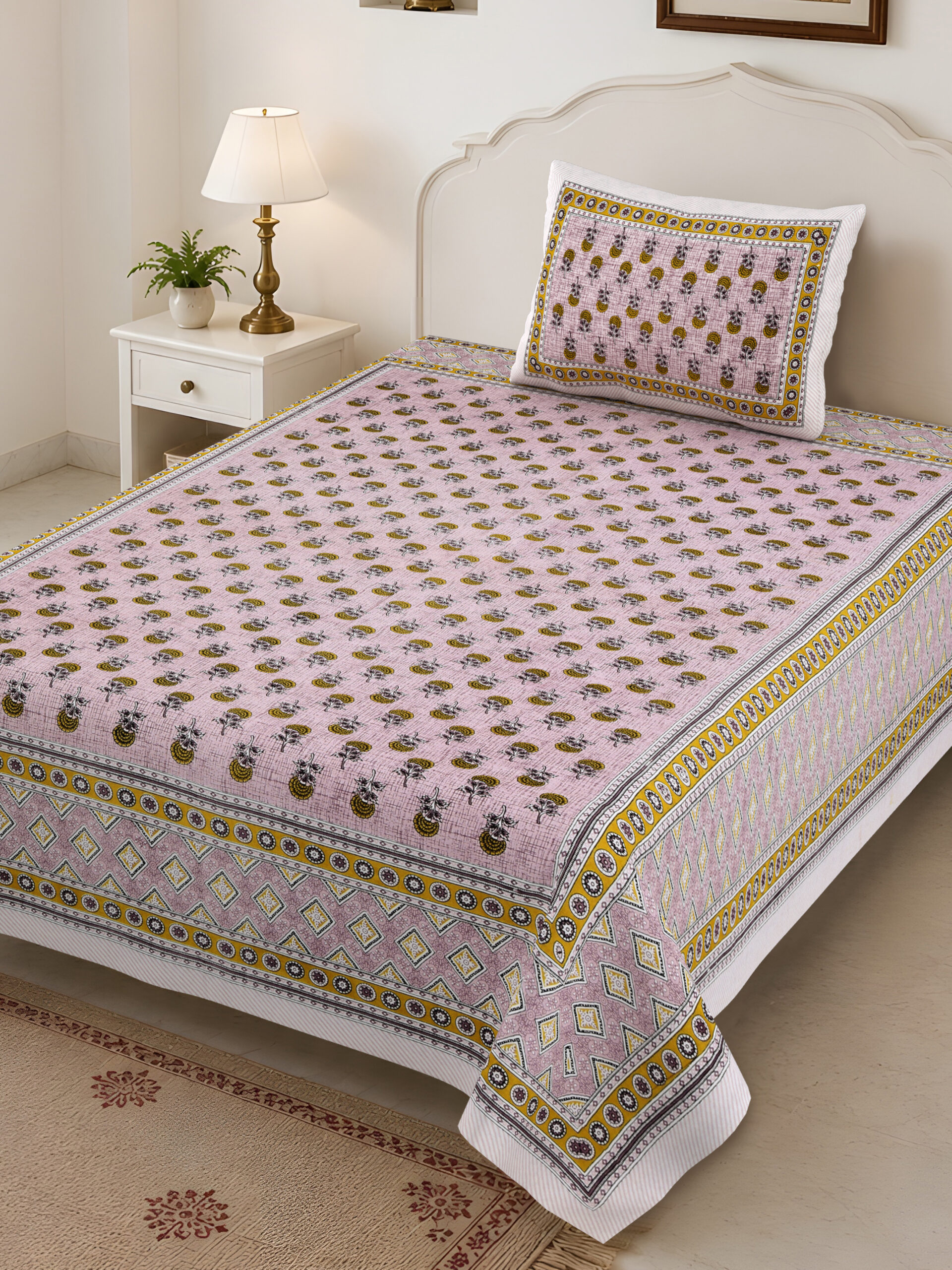 Cotton Single Bed Sheet 60"x90" with 1 Pillow Cover | Fast Colours - Image 7