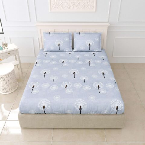King Size Cotton Bedsheet + 108x108 Inches Glace Cotton Fabric + 2 Pillow Covers + 9x9 Ft Cotton Bedsheet King Size