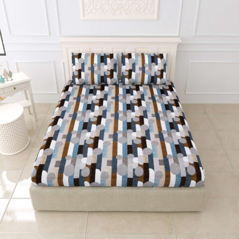 Elastic/Fitted King Size Bed Sheet 72"x78"x10" - 2 Pillow Covers - Glace-Mix-Cotton