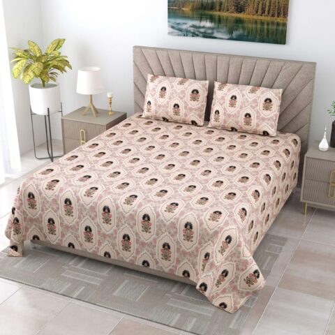 9x9 Fitted King Size Bed Sheet | 2 Pillow Covers | Glace Cotton - Image 2