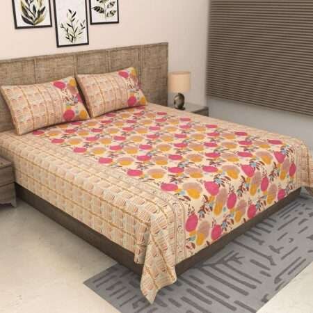 108×108 King Size Cotton Bedsheet | 2 Pillow Covers