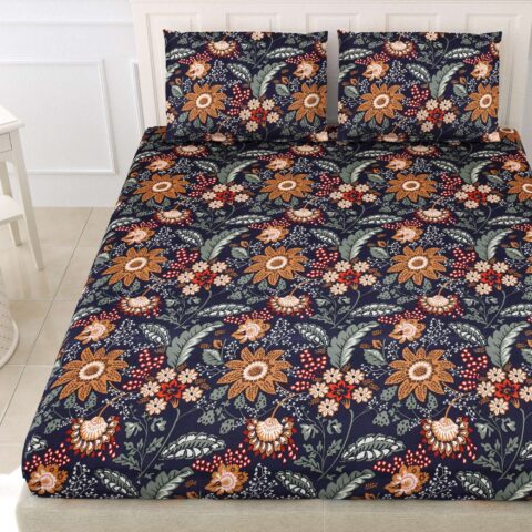 72x78x10 inches Elastic/Fitted King Size Bed Sheet + 2 Pillow Covers + Fitted King Size Bedsheet Cotton - Image 2