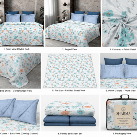 108×108 King Size Bedsheet Twill Cotton | 9 by 9 ft Cotton King Size Bedsheet