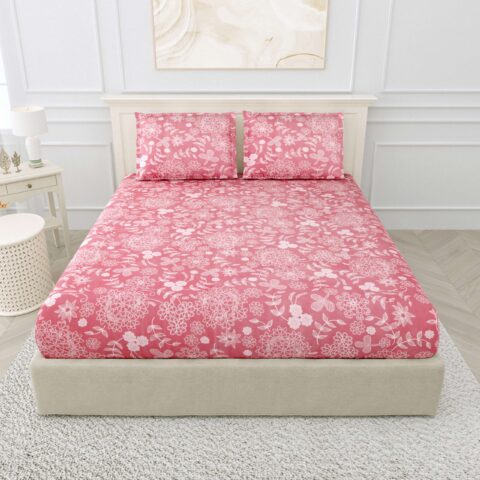 King Size Bed Fitted Bedsheet |2 Pillow Covers | 72x78x10 Inches