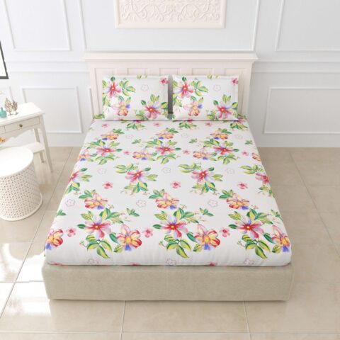 Glace Cotton 108x108 Inches King Size Bedsheet + 2 Pillow Covers + Soft Cotton Fabric + 200 TC