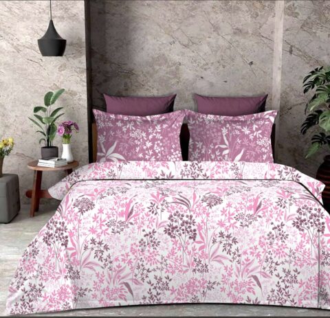 Rosemary Collection + 108x108 Inches King Size Bed Sheet + Twill Cotton + 2 Pillow Covers