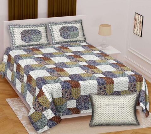 King Size Bedsheet 100x108 Inches Pure Cotton Bed Sheet + 2 Pillow Covers
