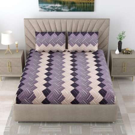 108×108 Inches Double Bed King Size Sheet with 2 Pillow Covers | Glace Cotton