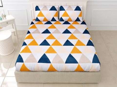 Glace Cotton 9 by 9 Feet King Size Bedsheet with 2 Pillow Covers