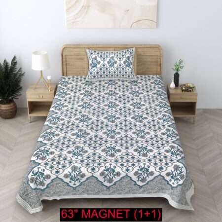 Single Bedsheet with 1 Pillow Cover | Pure Cotton | Sharma Decoration