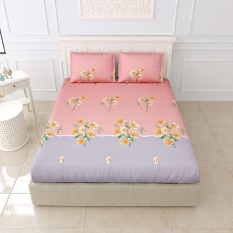 Soft Cotton 9x9 Feet King Size Bedsheet + 2 Pillow Covers - Image 5