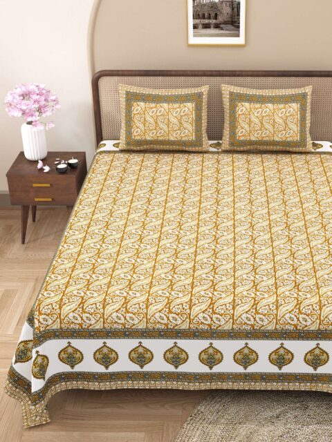 Queen Bed 7.5x9 Feet Pure Cotton Bedsheet with 2 Pillow Covers - Image 6