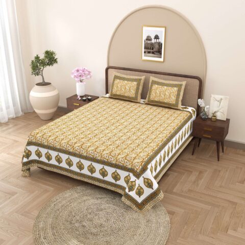 Queen Bed 7.5x9 Feet Pure Cotton Bedsheet with 2 Pillow Covers - Image 3