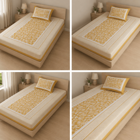 Single Bed Sheet 60×90 Inches | Pure Cotton | 1 Pillow Cover