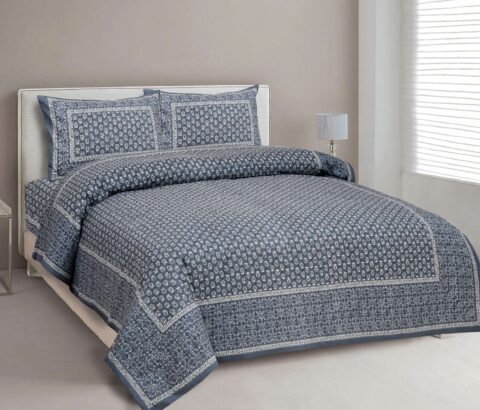 Double Bed Cotton Bedsheet 90x108 Inches + 2 Pillow Covers