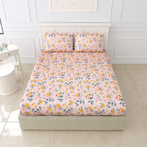 9 by 9 feet Glace Cotton King Size Bedsheet + 2 Pillow Covers