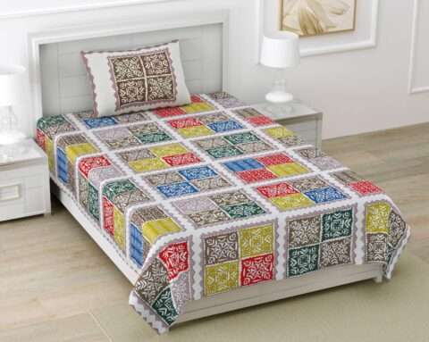 Single Bed Sheet 60x90 Inches + Pure Cotton + 1 Pillow Cover