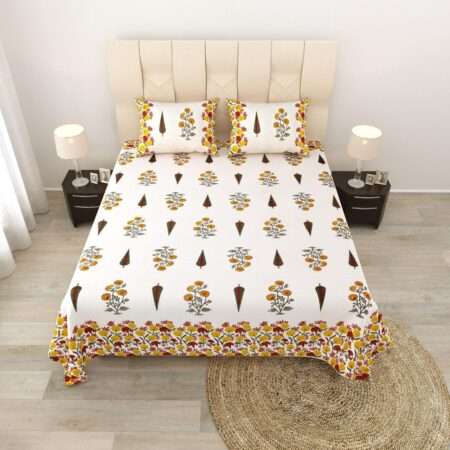 90×108 Double Bedsheet | Pure Cotton Double Bed Sheet | 2 Pillow Covers