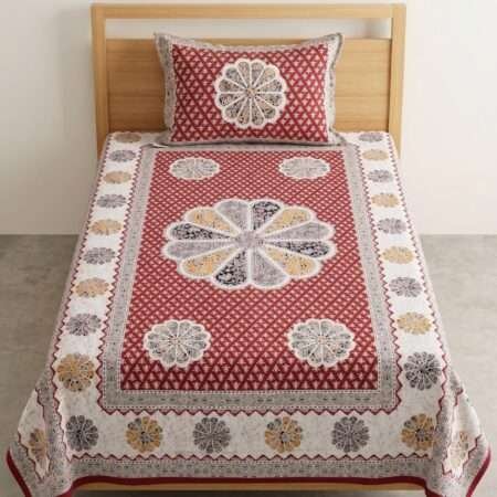 Single Bed Sheet 60×90 Inches | Pure Cotton | 1 Pillow Cover