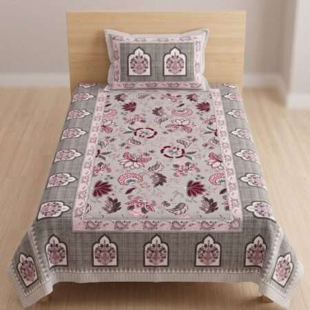 Cotton Single Bedsheet with 1 Pillow Cover | 60×90 Inches