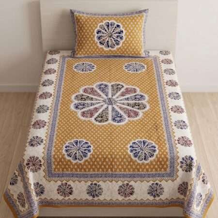 Single Bed Sheet Pure Cotton with 1 Pillow Cover