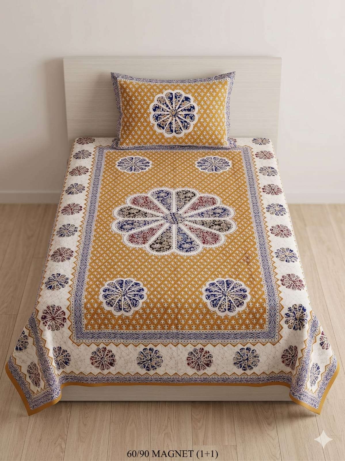 Single Bed Sheet Pure Cotton with 1 Pillow Cover