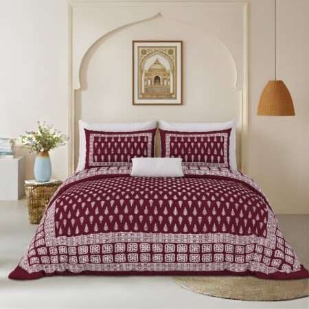 90×108 Double Bed Pure Cotton Bedsheet | 2 Pillow Covers