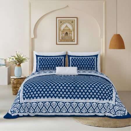 Jaipuri Cotton Floral Bedsheet Double Bed + 2 Pillow Covers