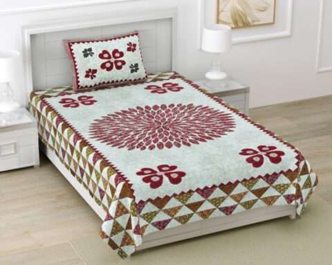 Cotton Single Bedsheet with 1 Pillow Cover | 60"x90" (5x7.5 Ft)