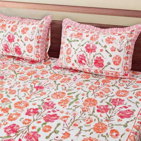 Cotton Diwan Bedsheet | 70×100 Inches | 2 Pillow Covers | Fade Resistant