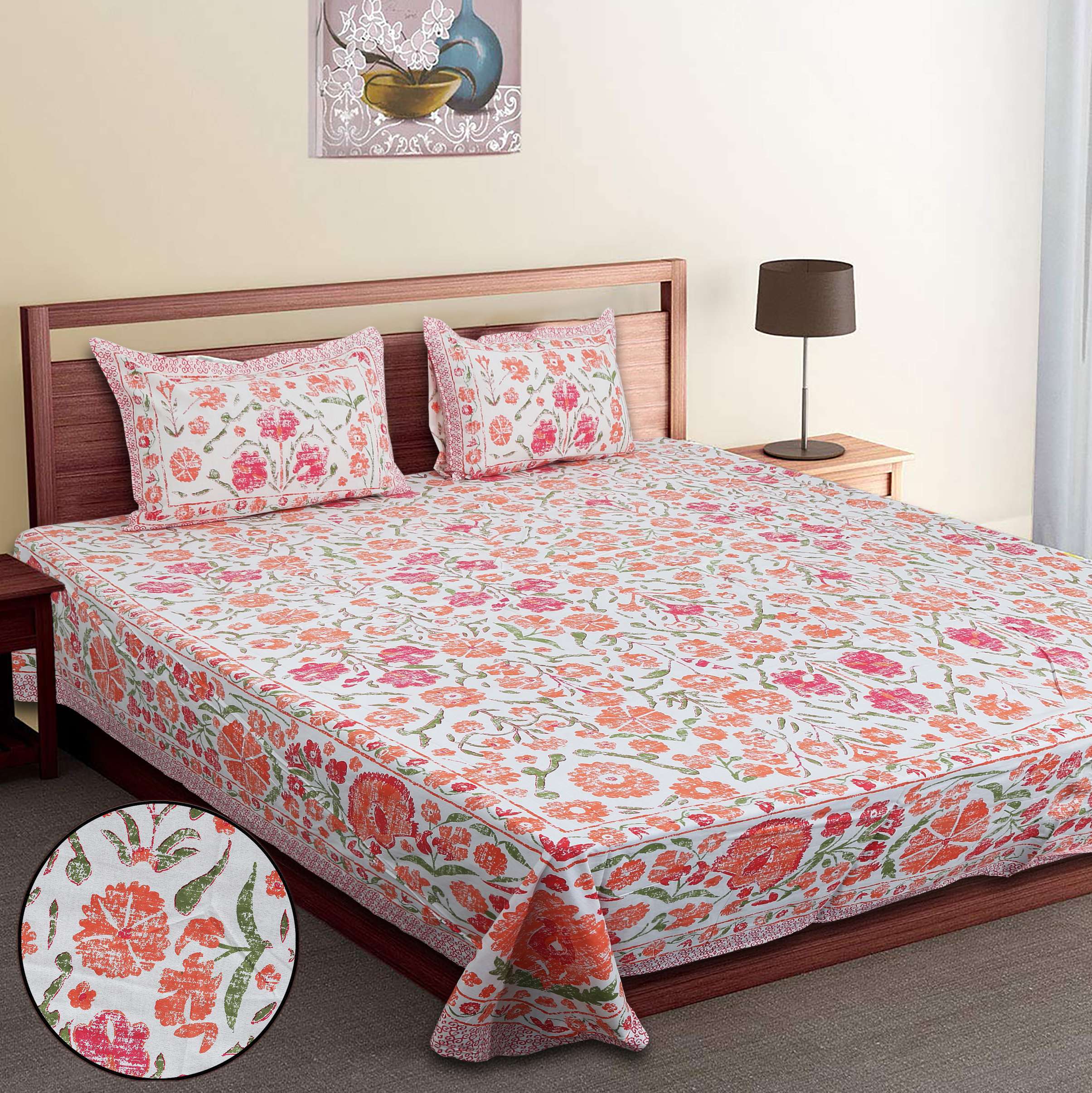 Cotton Diwan Bedsheet | 70x100 Inches | 2 Pillow Covers | Fade Resistant - Image 6
