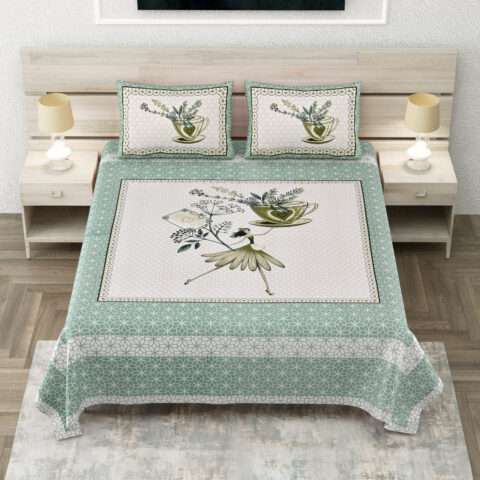 King Size Cotton Bedsheet | 8.5 by 9 Feet | 2 Pillow Covers
