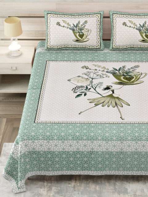 King Size Cotton Bedsheet | 8.5 by 9 Feet | 2 Pillow Covers - Image 2