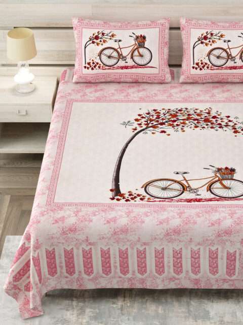 Cotton King Size 100x108" Pure Cotton Bedsheet | 2 Pillow Covers - Image 2