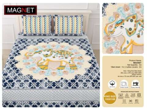 100x108" Pure Cotton King Size Bedsheet | 2 Pillow Covers