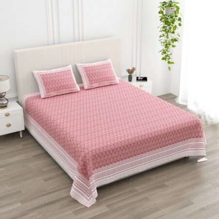 Pure Cotton 9 by 9 Feet King Size Bedsheet | 2 Pillow Covers | Sharma Decoration