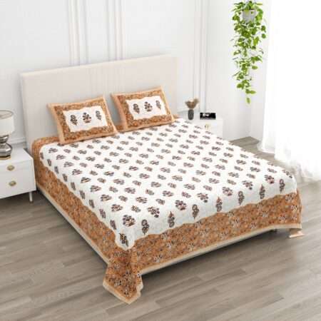 King Size 108″x108″ Pure Cotton Bedsheet | 2 Pillow Covers