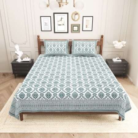 Cotton King Size Bedsheet | 100×108 Inches | 2 Pillow Covers