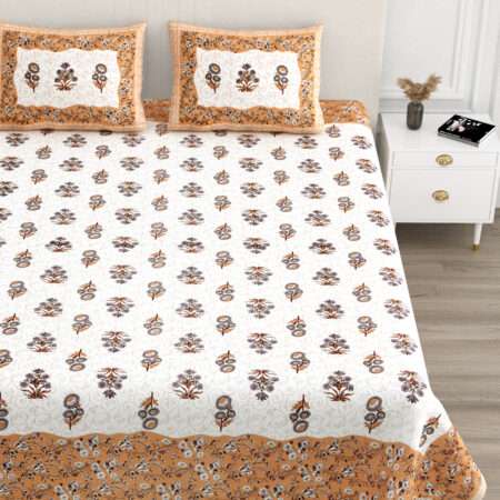 King Size 108″x108″ Pure Cotton Bedsheet | 2 Pillow Covers