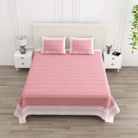 Pure Cotton 9 by 9 Feet King Size Bedsheet | 2 Pillow Covers | Sharma Decoration