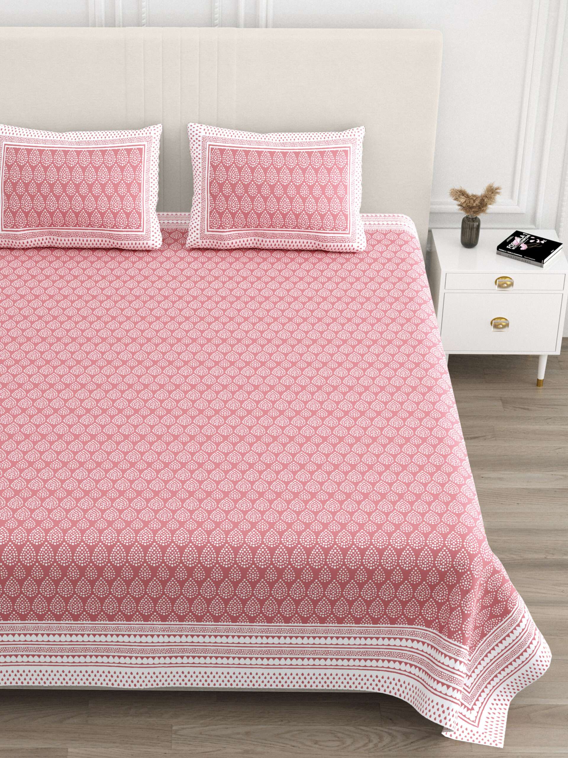 Pure Cotton 9 by 9 Feet King Size Bedsheet | 2 Pillow Covers | Sharma Decoration - Image 9