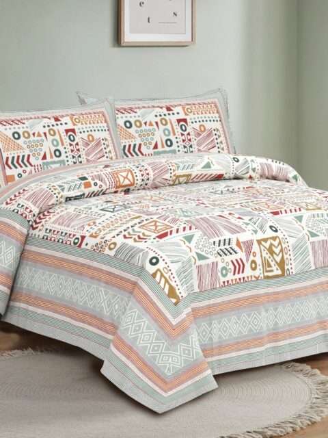 King Size 108"x108" Pure Cotton Bedsheet | 2 Pillow Covers - Image 2