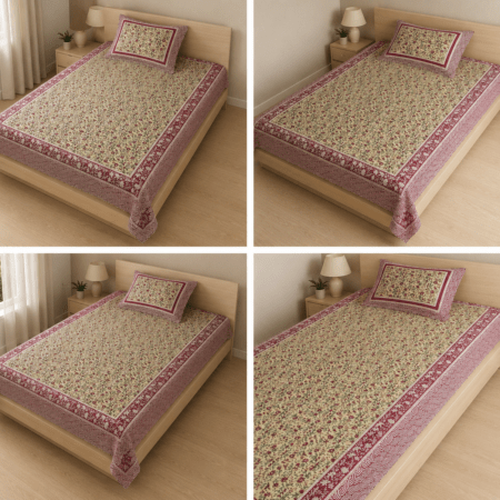 60×90 Cotton Single Bedsheet with 1 Pillow Cover
